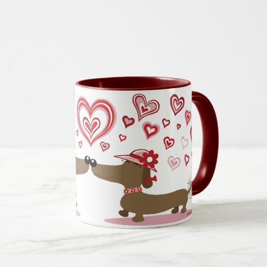 Valentine-Dackeln LIEBE SIE! Tasse (VorderseiteRechts)