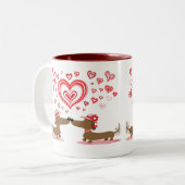 Valentine-Dackeln Zweifarbige Tasse (Vorderseite Links)