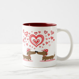 Valentine-Dackeln Zweifarbige Tasse