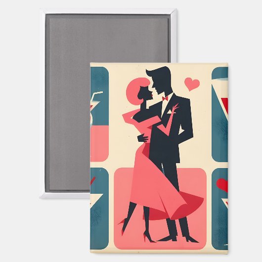 Valentine Dancing Couple Magnet (Vorderseite/Rückseite)