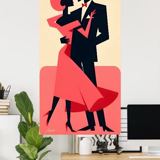 Valentine Dancing Couple Poster (Heimbüro)