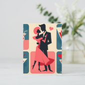 Valentine Dancing Couple Postkarte (Stehend Vorderseite)