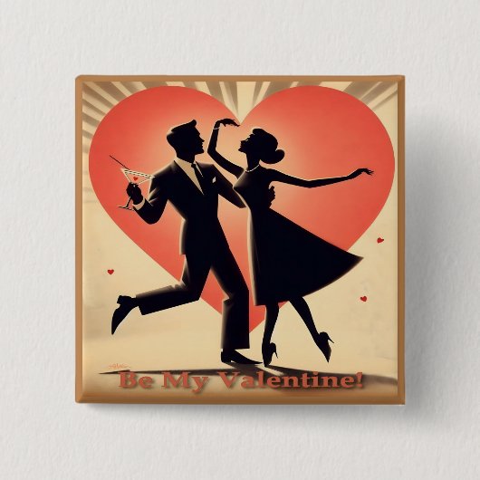 Valentine Dancing Paar mit Martini Button (Vorderseite)