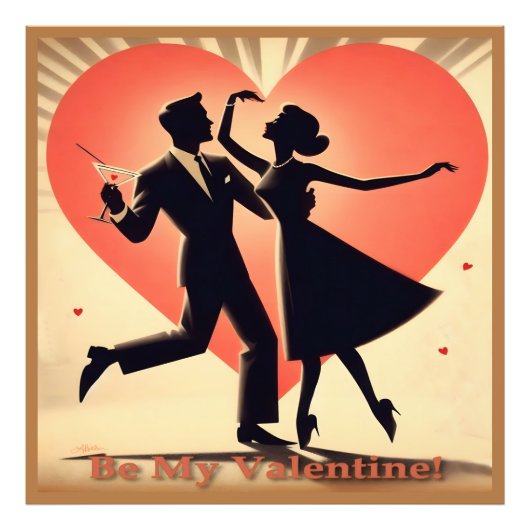 Valentine Dancing Paar mit Martini Fotodruck (Vorne)