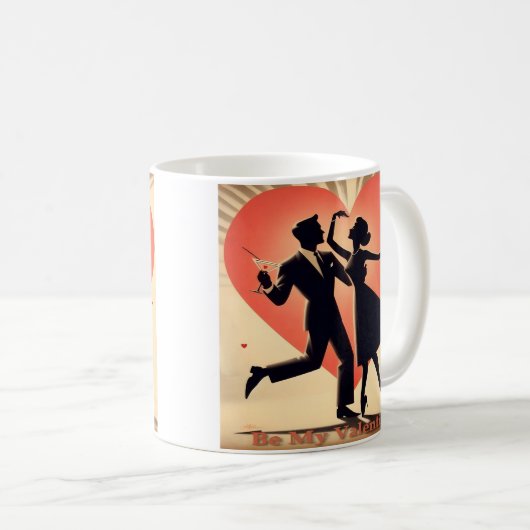 Valentine Dancing Paar mit Martini Kaffeetasse (VorderseiteRechts)