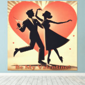 Valentine Dancing Paar mit Martini Leinwanddruck (Insitu (Holzboden))