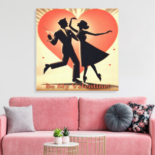 Valentine Dancing Paar mit Martini Leinwanddruck