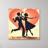 Valentine Dancing Paar mit Martini Leinwanddruck (Vorderseite)