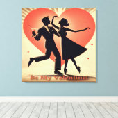 Valentine Dancing Paar mit Martini Leinwanddruck (Insitu (Holzboden))