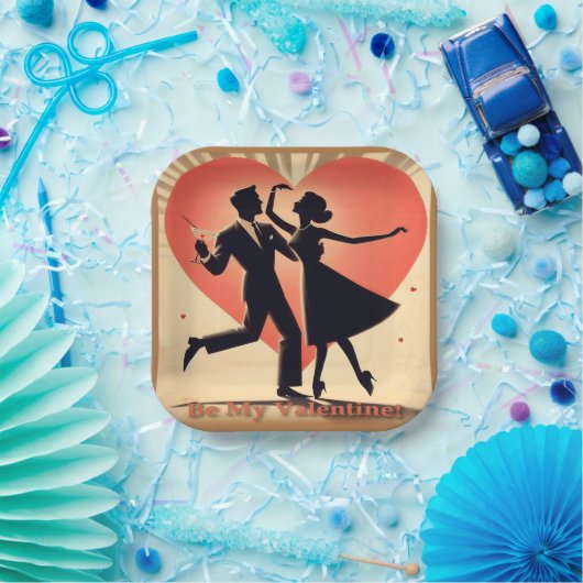 Valentine Dancing Paar mit Martini Pappteller (Party)