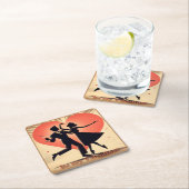 Valentine Dancing Paar mit Martini Rechteckiger Pappuntersetzer (Vor Ort)