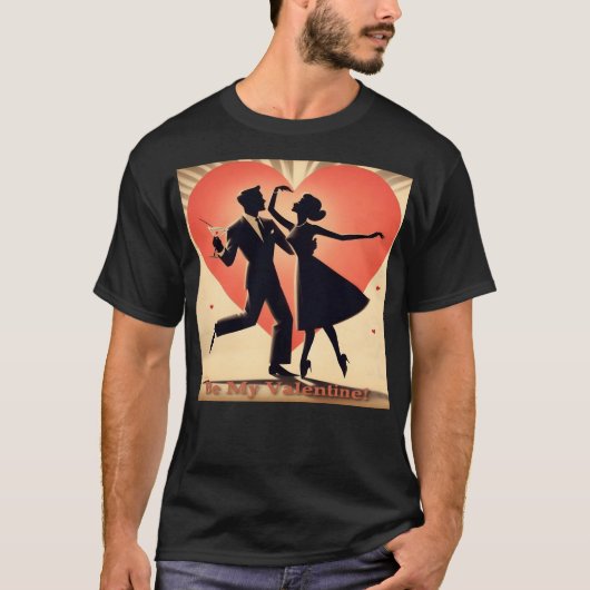 Valentine Dancing Paar mit Martini T-Shirt (Vorderseite)