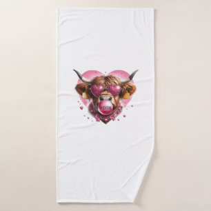 Valentine Day Animal Highland Cow Bubble Gum Farm Badehandtuch