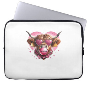 Valentine Day Animal Highland Cow Bubble Gum Farm Laptopschutzhülle