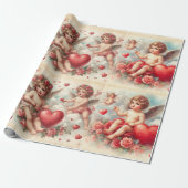 Valentine' Day Cherub Muster Wrapping Paper Geschenkpapier (Ungerollt)
