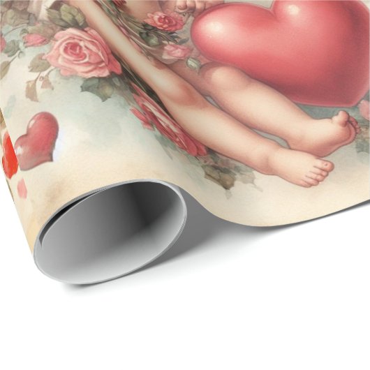 Valentine' Day Cherub Muster Wrapping Paper Geschenkpapier (Rolleneckpunkt)
