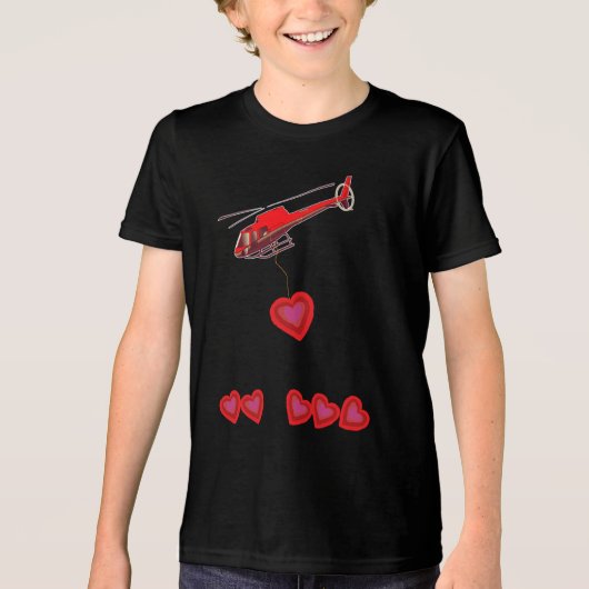 Valentine Day Construction Helicopter Tri-Blend Shirt (Vorderseite)