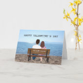 Valentine Day Couple Beach Bench Names Karte (Gelbe Blume)