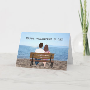 Valentine Day Couple Beach Bench Names Karte