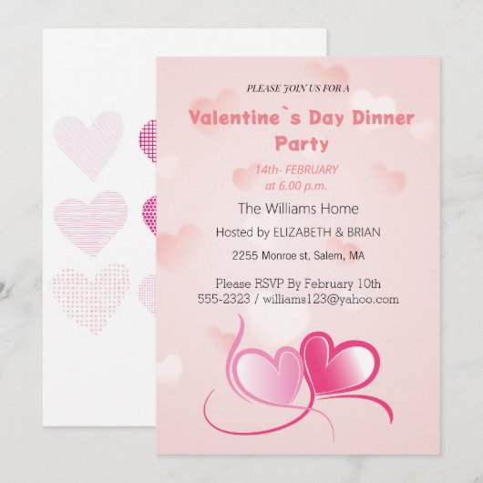 Valentine Day Dinner Party Feiertagskarte (Vorne/Hinten)