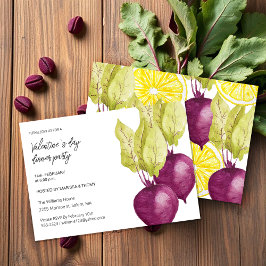 Valentine Day Dinner Party Wasserfarbener Bettroot Feiertagskarte