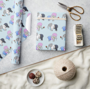 Valentine Day Elephants Geschenkpapier