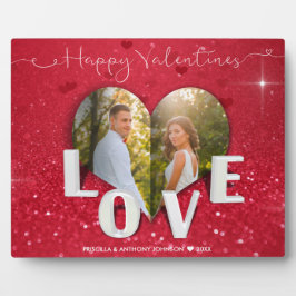 Valentine Day Heart Foto Roter Glitzer Foto Plaque Fotoplatte
