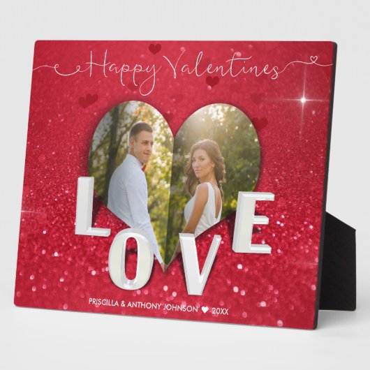 Valentine Day Heart Foto Roter Glitzer Foto Plaque Fotoplatte (Seite)