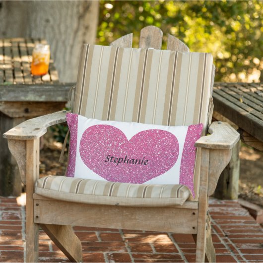 Valentine Day Heart Monogram Rose Gold Glitzer Kissen Für Draußen (Stuhl )