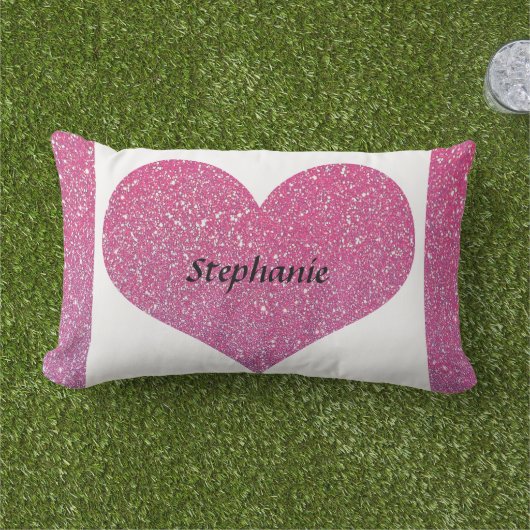 Valentine Day Heart Monogram Rose Gold Glitzer Kissen Für Draußen (Gras)