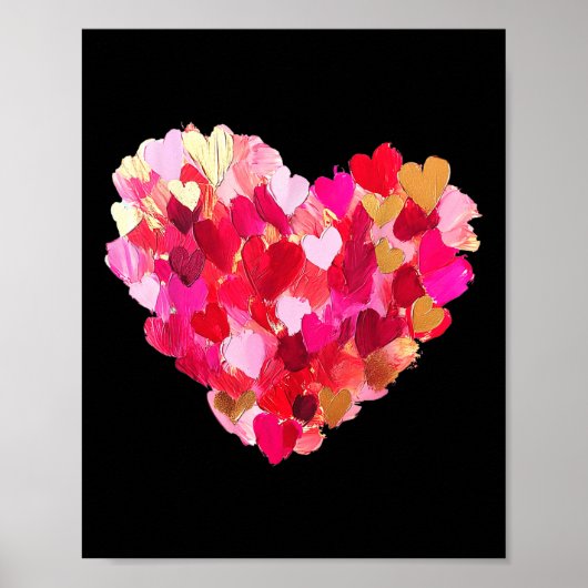 Valentine Day Hearts Pinselstrich Ölgemälde Poster (Vorne)