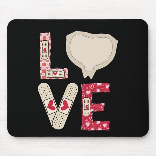 Valentine Day Medical Plaster Patch Funny Wound Ca Mousepad (Vorne)