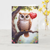Valentine Day Owl mit Herzballon Karte (Gelbe Blume)