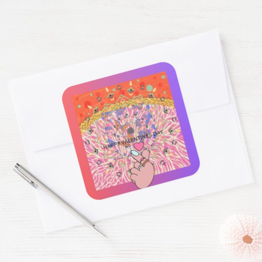 VALENTINE DAY QUADRATISCHER AUFKLEBER (Umschlag)