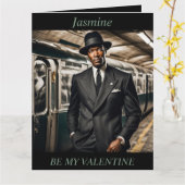 VALENTINE DAY Retro 1950er Mensch bearbeitbares Fa Karte (Gelbe Blume)