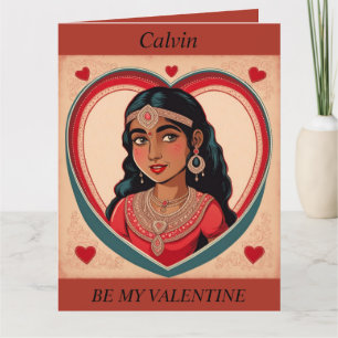 VALENTINE DAY Retro Asian Girl Faltkarte Karte