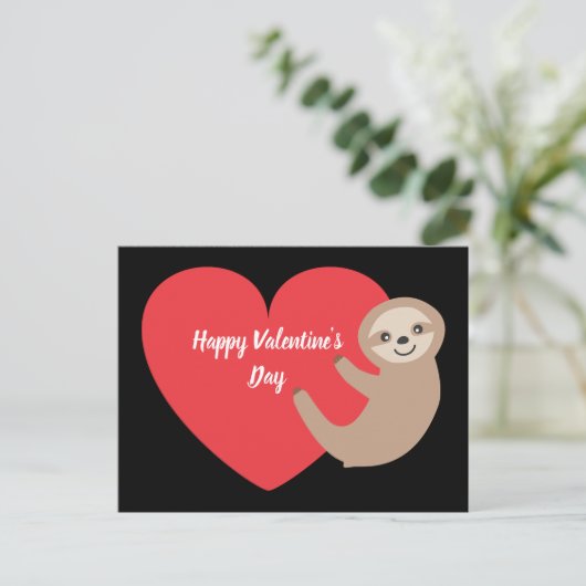 Valentine Day Sloth Postkarte (Stehend Vorderseite)