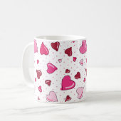 Valentine Day Sweetheart Rosa Herz Polka Dot Kaffeetasse (Vorderseite Links)