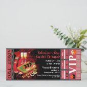 Valentine Dinner Black Red Sushi Party VIP Ticket Einladung (Stehend Vorderseite)