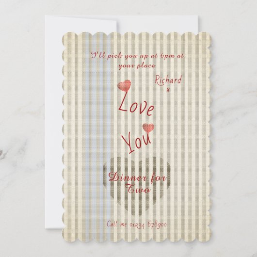 Valentine Dinner Hearts Einladung (Rückseite)