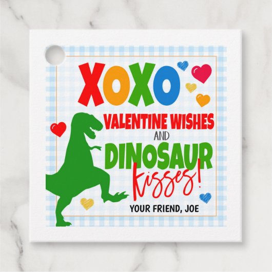 Valentine Dinosaur-Geschenk Tag Geschenkanhänger (Vorderseite)