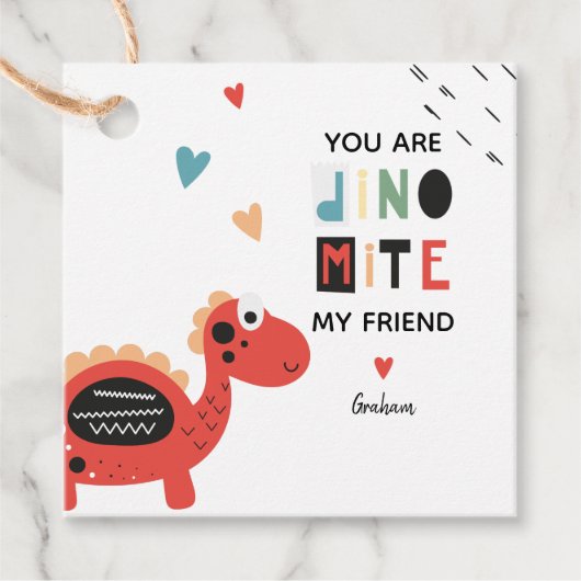 Valentine Dinosaur Geschenkanhänger (Vorderseite)