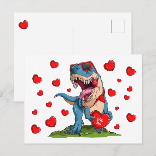 Valentine Dinosaur Postkarte (Vorne/Hinten)