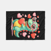 Valentine Dinosaur Trex Holding Heart Girl Sunl Bo Fleecedecke (Vorderseite (Horizontal))