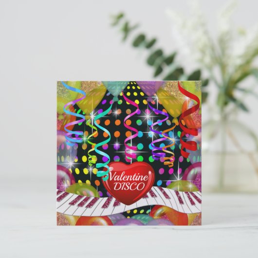 Valentine Disco Einladung (Stehend Vorderseite)