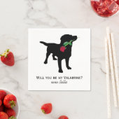 Valentine Dog Holding Rote Rose Serviette (Beispiel)