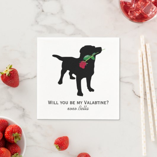Valentine Dog Holding Rote Rose Serviette (Beispiel)