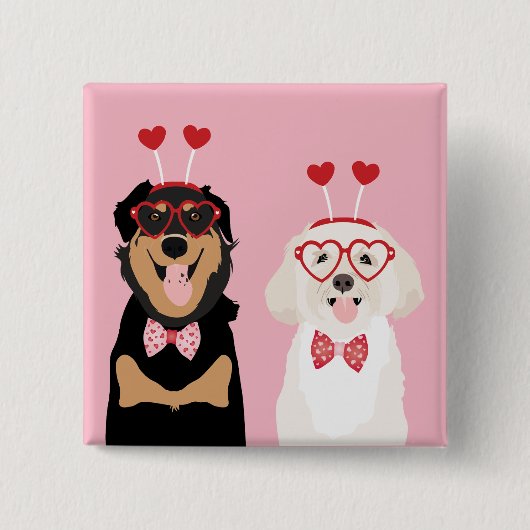 Valentine Dogs Rottweiler Maltipoo Puppy Button (Vorderseite)