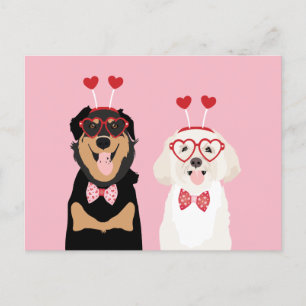 Valentine Dogs Rottweiler Maltipoo Puppy Postkarte