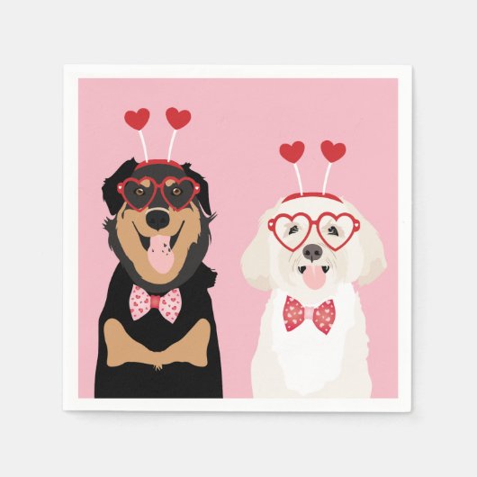 Valentine Dogs Rottweiler Maltipoo Puppy Serviette (Vorderseite)